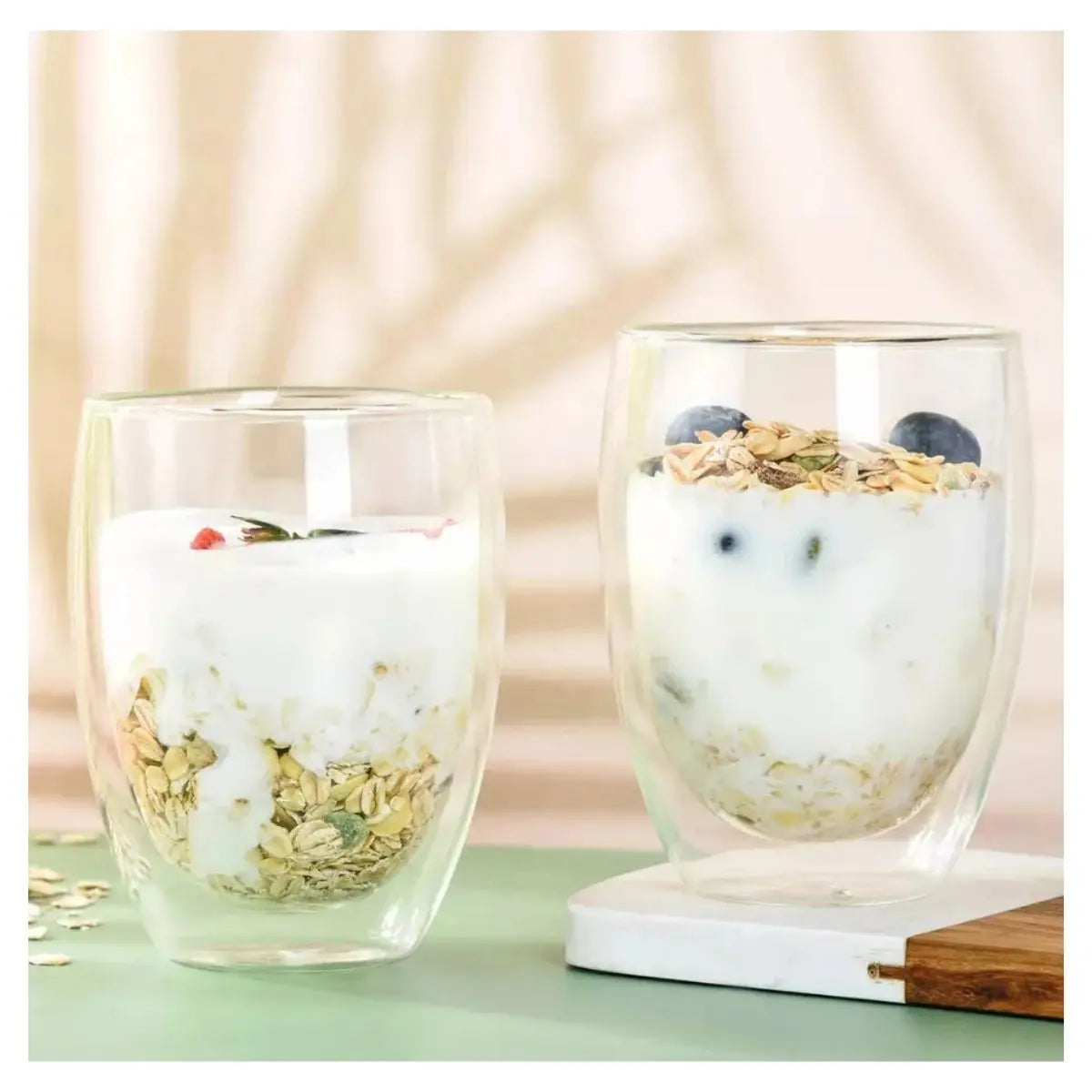 2 PZ Vasos de Vidrio con Doble Pared de Cristal Térmico 360 ML - Vittori - detalle