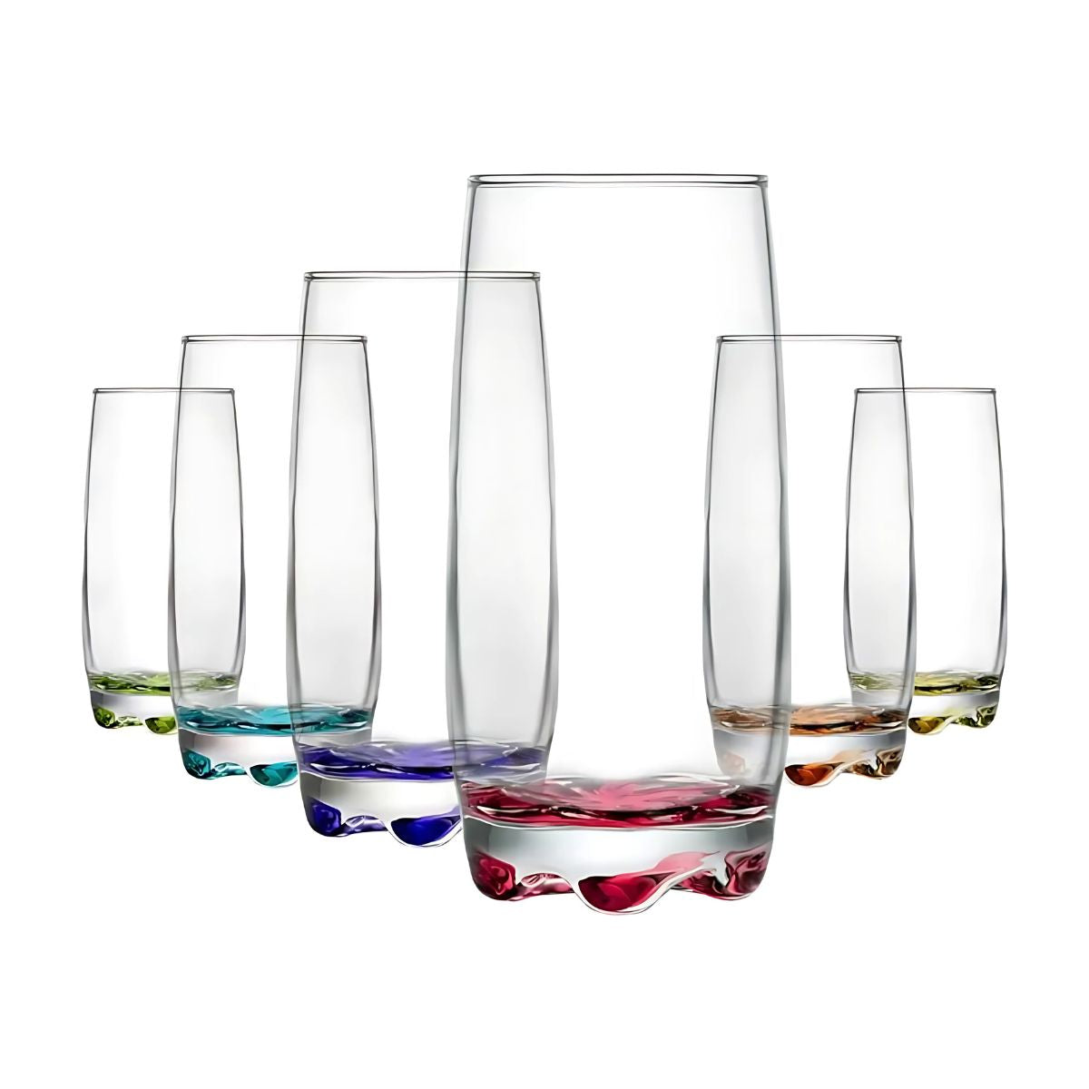 Set 6pz Vaso High Ball Adora Colors 390 Ml Vidrio Cristalino Color Colores