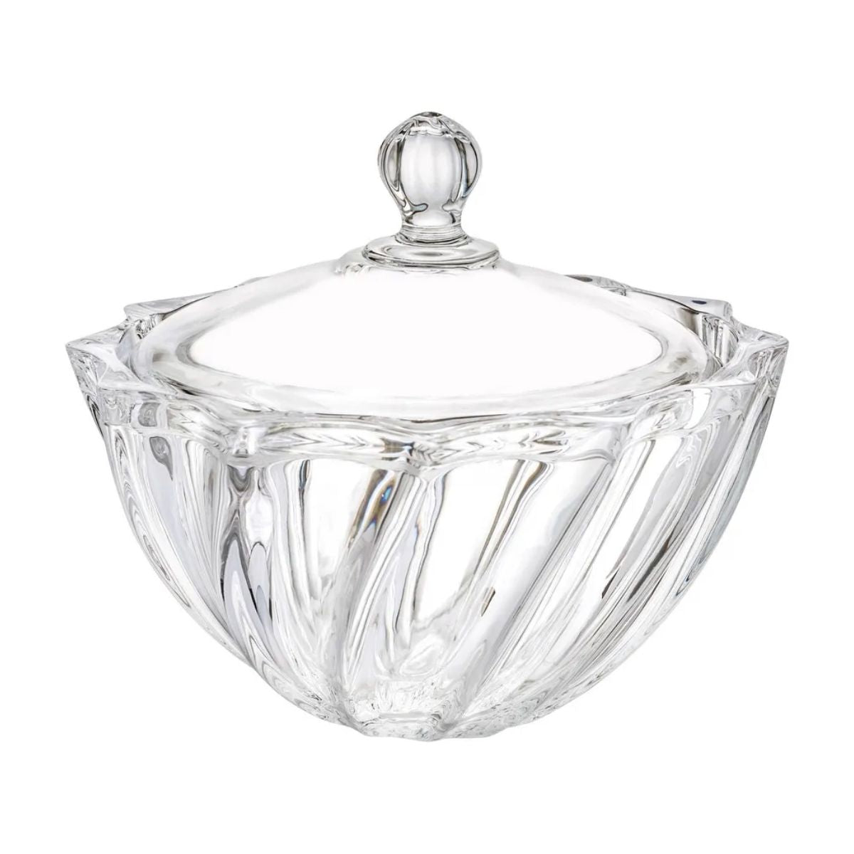 Set 2 Bombonera Azucarera Dalia Chica Vidrio Cristal C/tapa Color Transparente