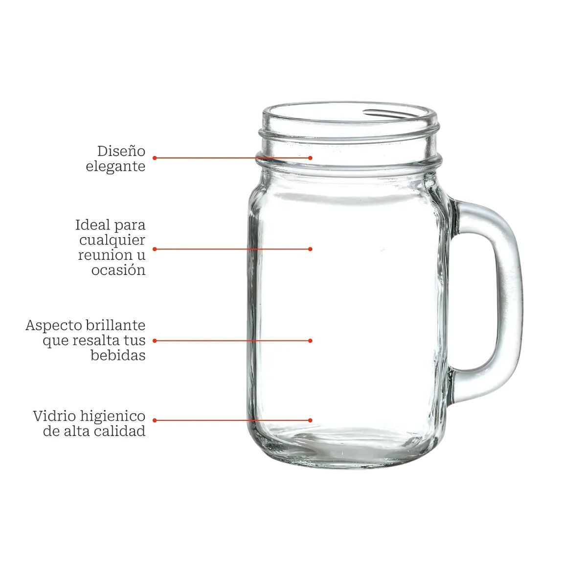 Set 12 Tarro Vaso Frasco Mason Jar Liso Vintage Vidrio 480ml