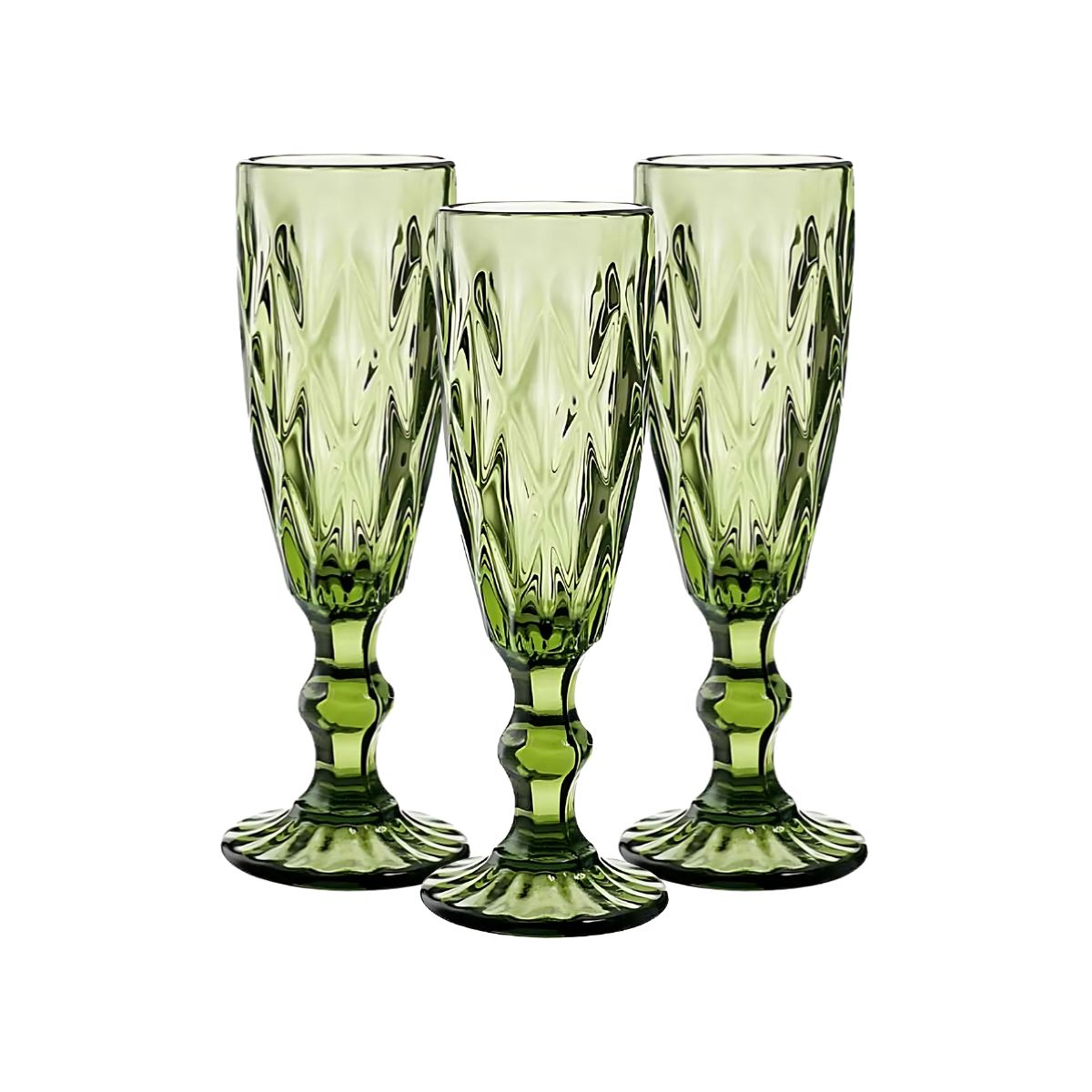3 Copas Cristal Vino Flauta Libia Grande 170ml Color Color Olivo