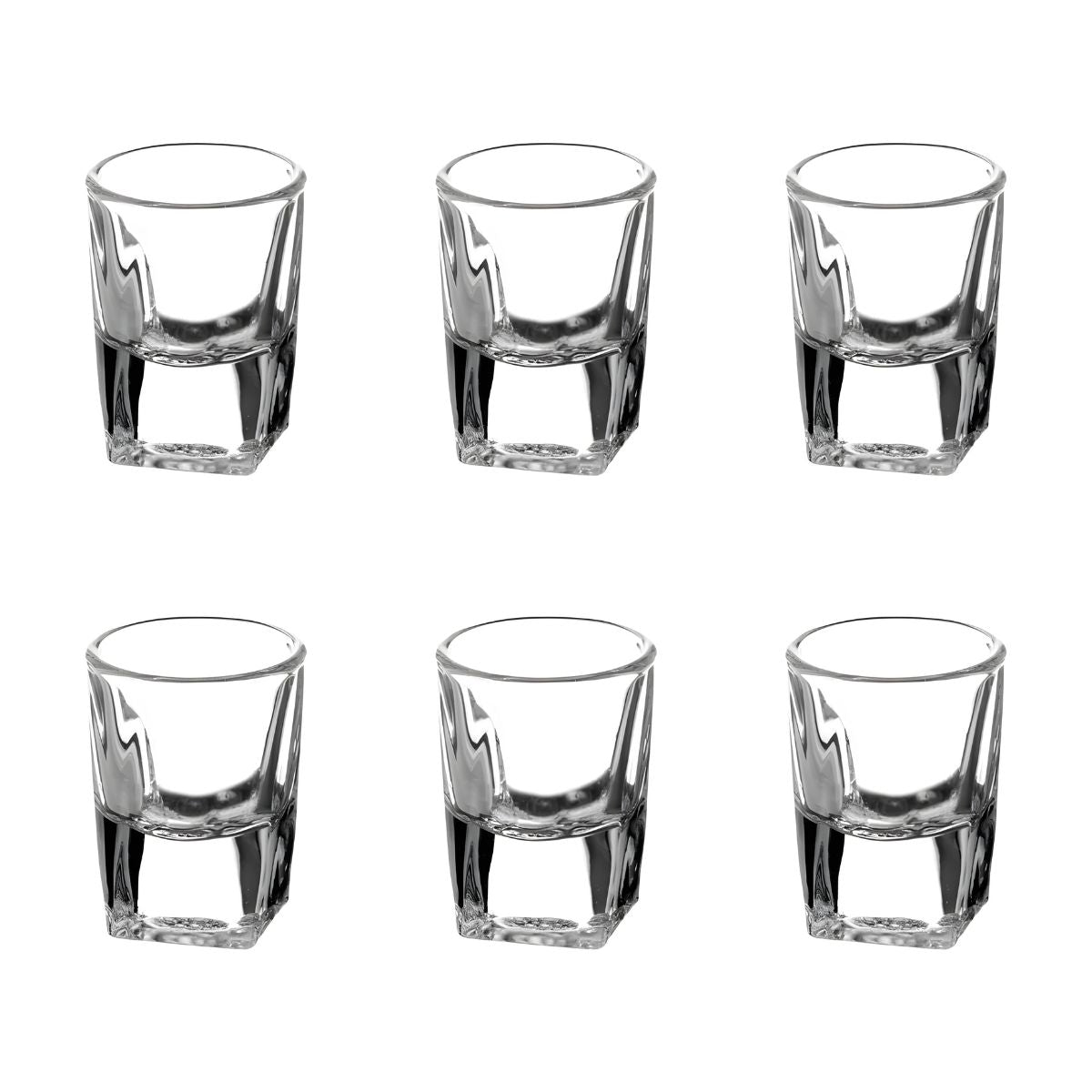 6 Pack Vaso Mini Tequilero Cuadrado Shot Mezcal Vidrio