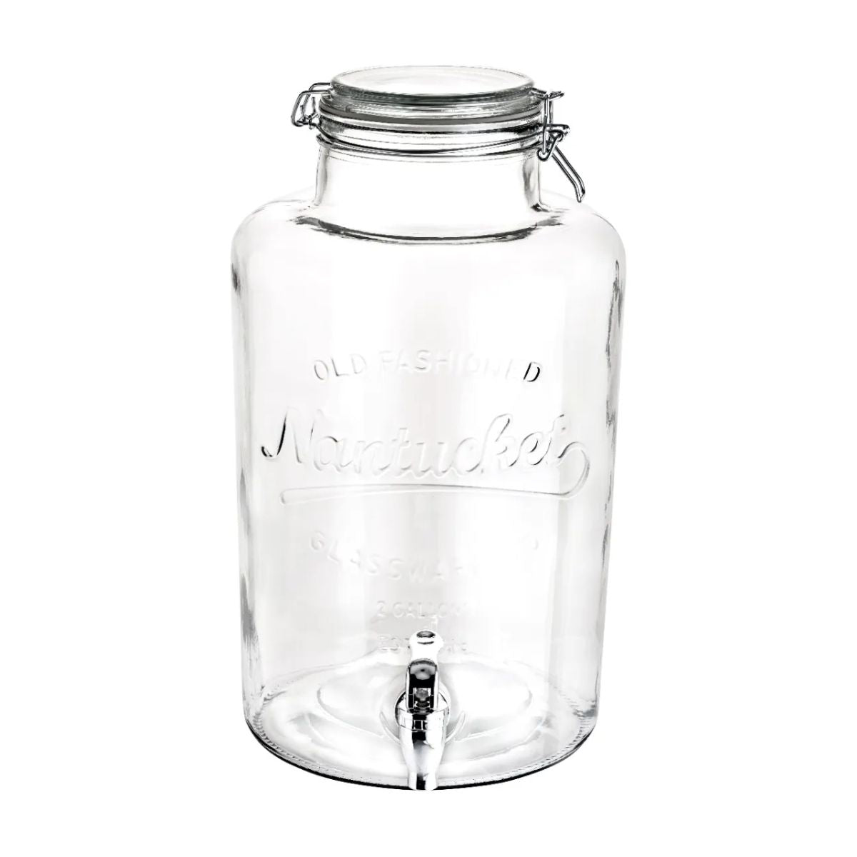 Dispensador Vitrolero De Vidrio Labrado Con Tapa De Clip 8l Color cristalino