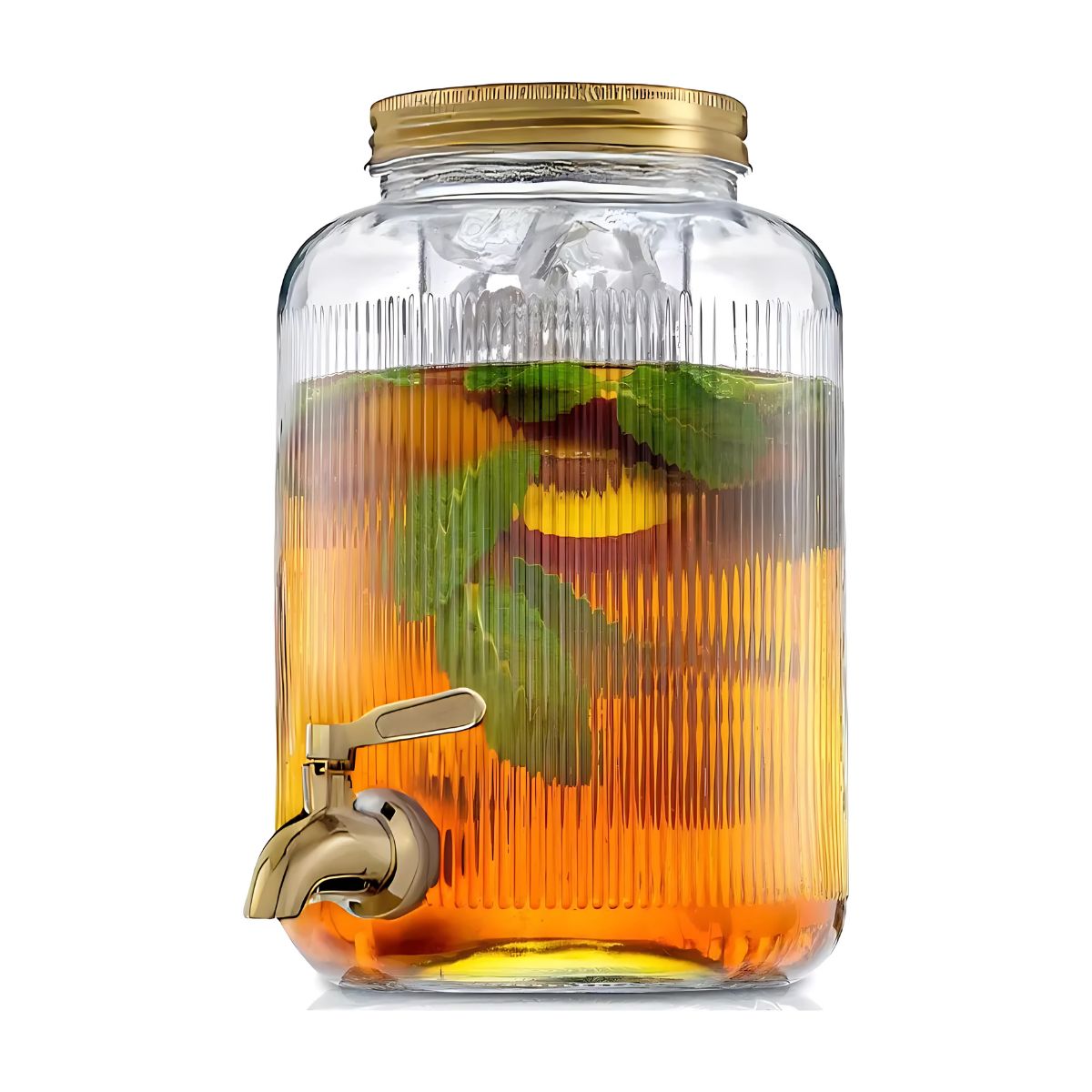 Dispensador Agua Vintage Vidrio 5l Acanalado Color Transparente