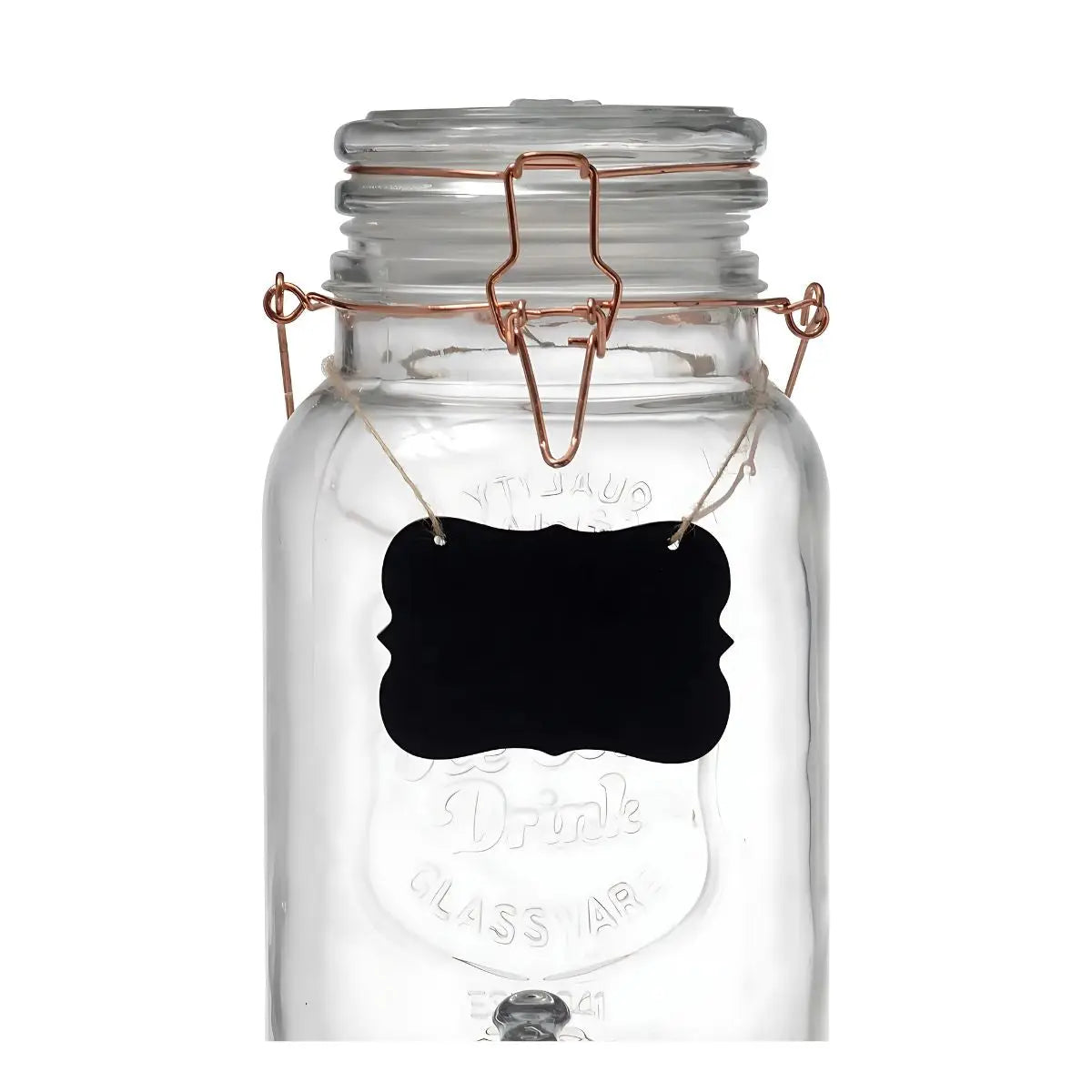 Dispensador De Agua Vidrio 3.5l Tapa De Clip Base De Metal Vittori