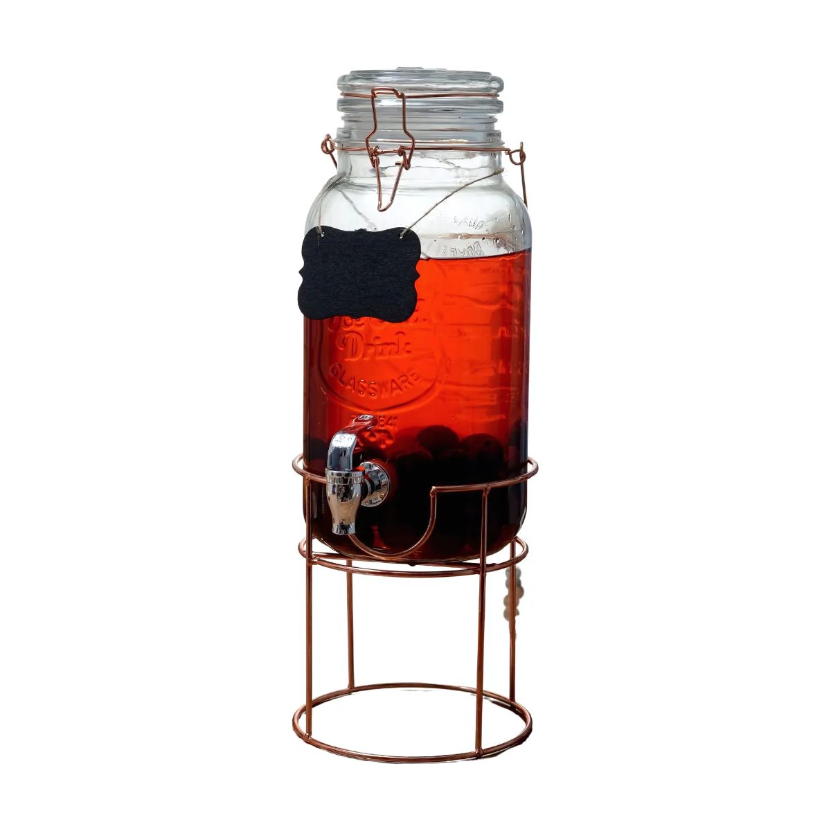 Dispensador De Agua Vidrio 3.5l Tapa De Clip Base De Metal