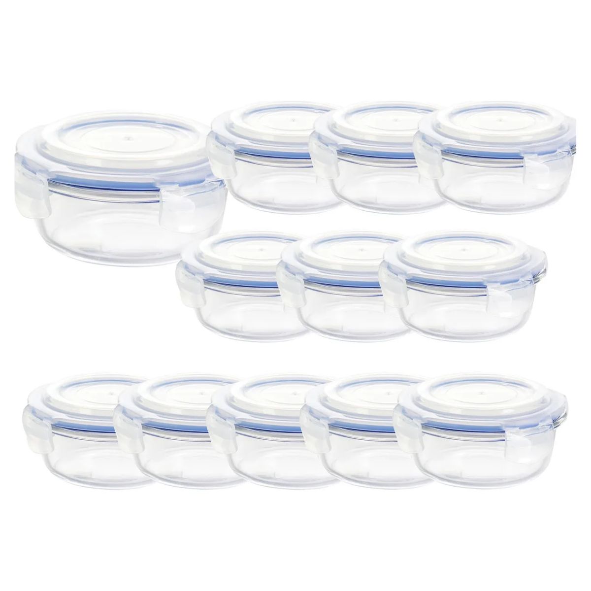 Caja 12 Hermético De Vidrio Redondo Grande 950 Ml