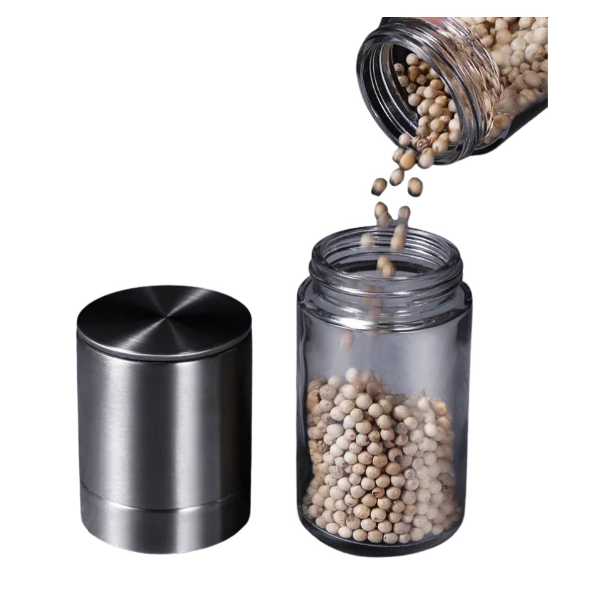 Pimientero Molino Pimienta Sal Acero Inoxidable Vidrio 2 Pzs