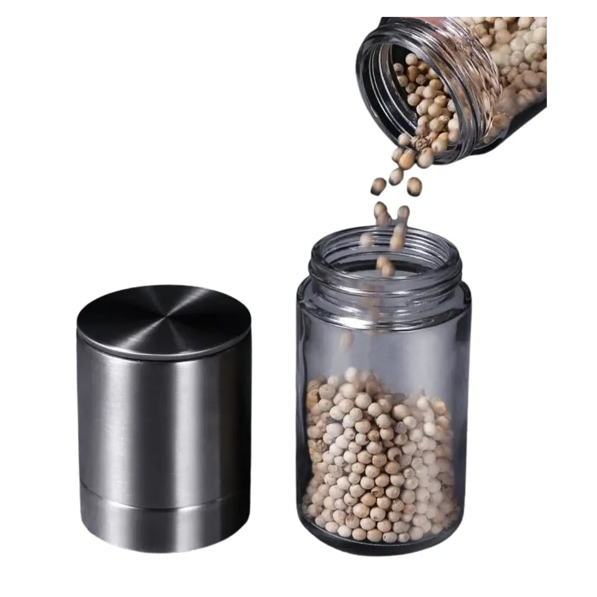 Set de 2 molinillos con tapa acero INOXIDABLE - Vittori - vista trasera