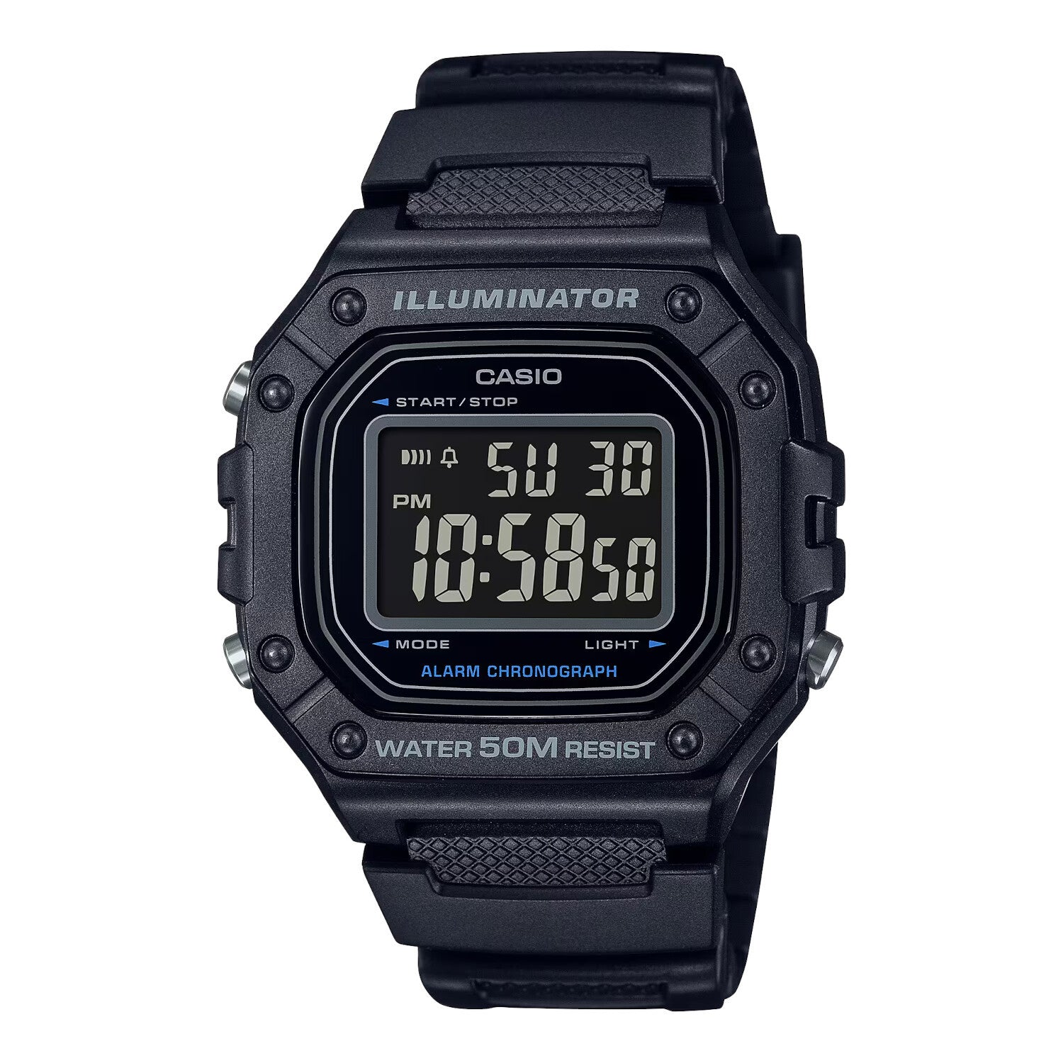 Reloj Digital Illuminator Casio W-218h-1bv Color Negro