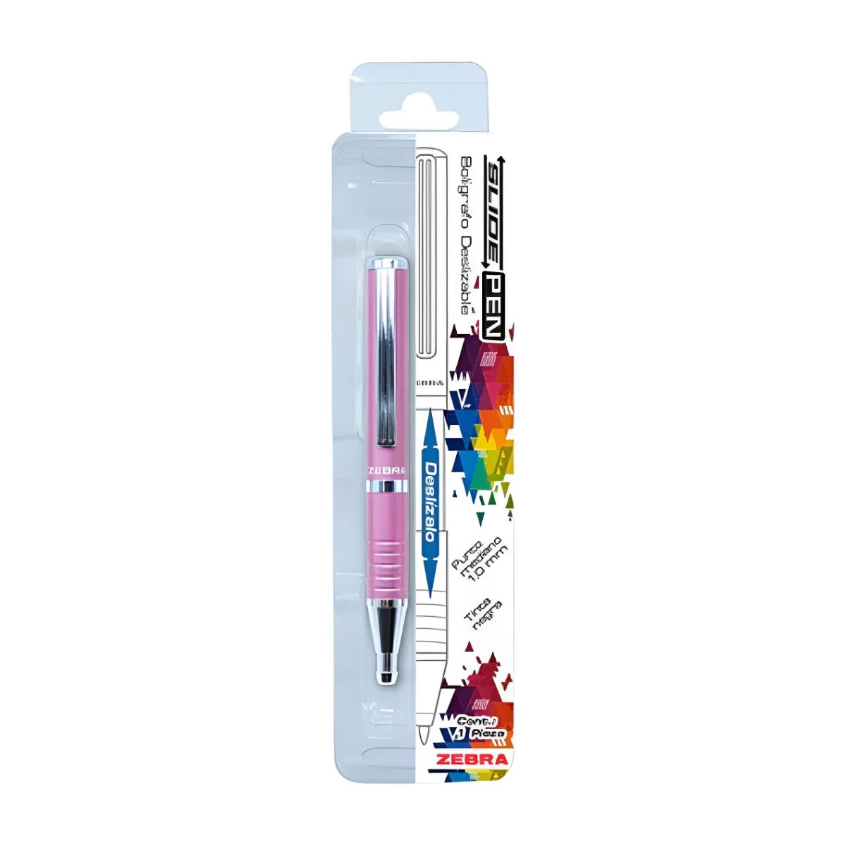 Pluma Slide Pen Zebra Punto Mediano Mini Color Rosa