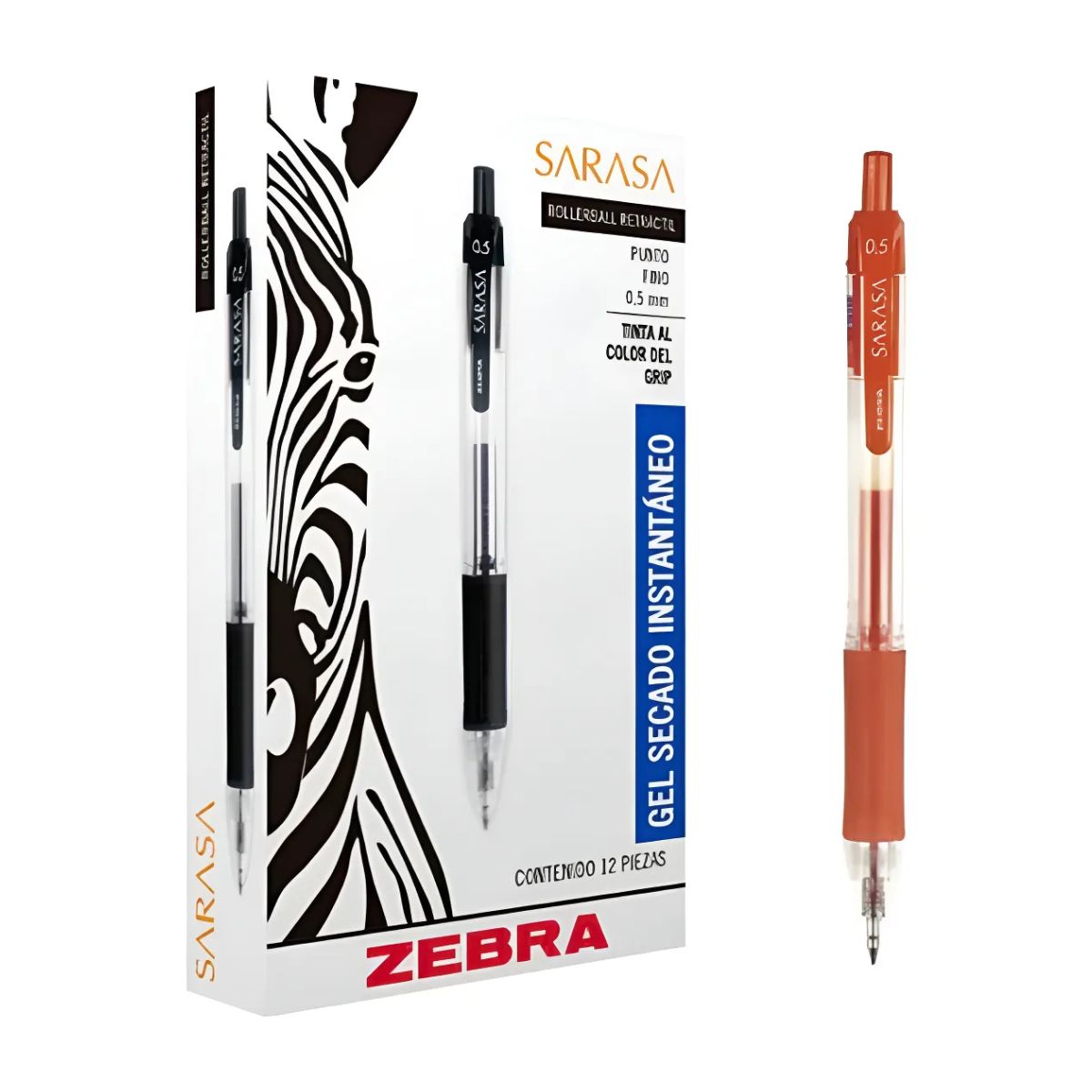 Boligrafo Zebra Sarasa Retractil 0.5mm Gel Rojo 12 Pieza /vc