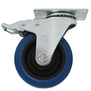 4 Pzs Rueda Goma Elastica Giratoria Dogotuls Rodaja Azul 4´´