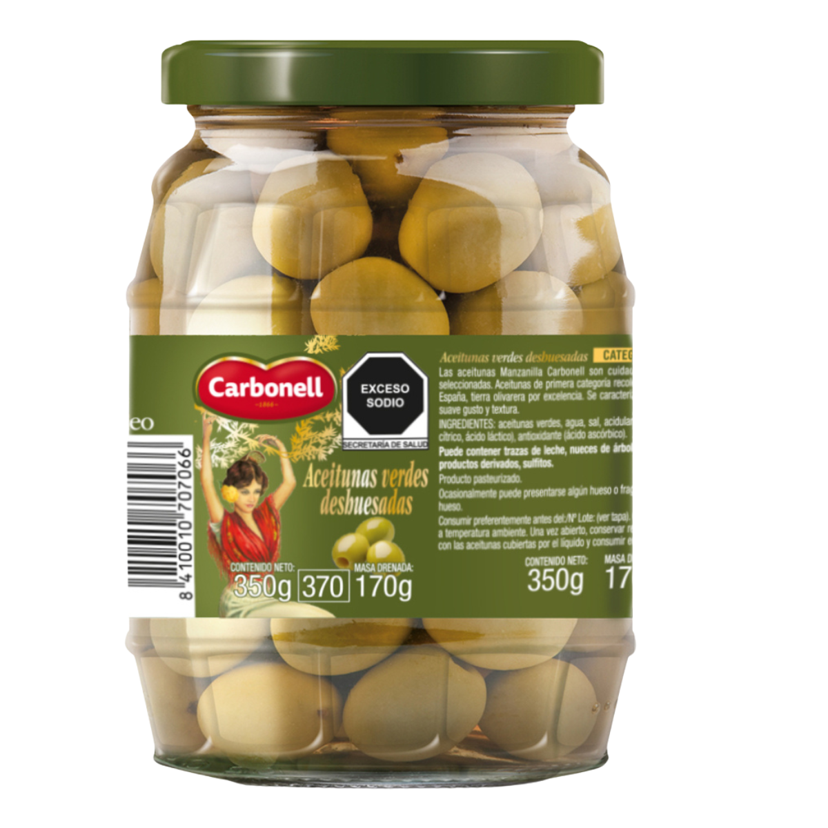 Aceitunas Verdes Sin Hueso Carbonell Vitrolero 350gr