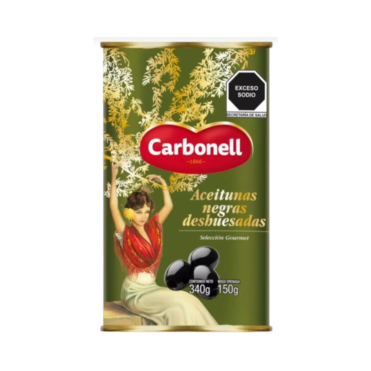 Aceitunas Negras Carbonell Sin Hueso Lata 340g Sabor Intenso