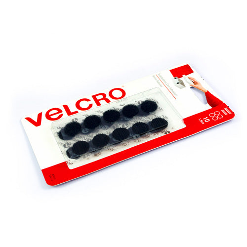 Velcro® 10 piezas Círculos Sujetadores con Adhesivo Diámetro 1.5 cm, color Negro