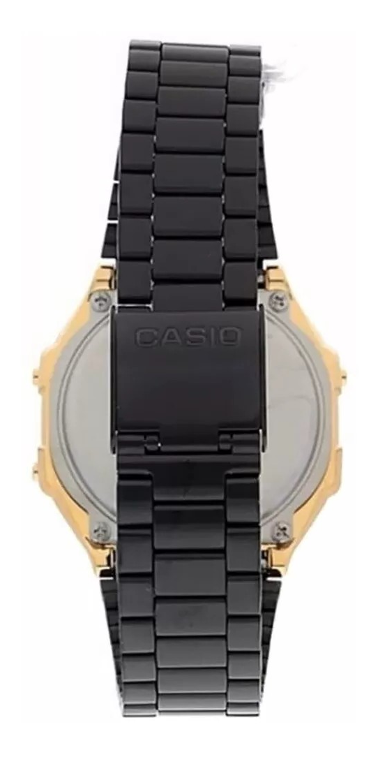 Reloj Digital Casio Acero Inoxidable Color Negro/Dorado A168wegb-1b