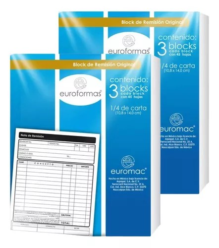 Nota Remisión Euroformas 6 Blocks 45h C/u Original 1/4c