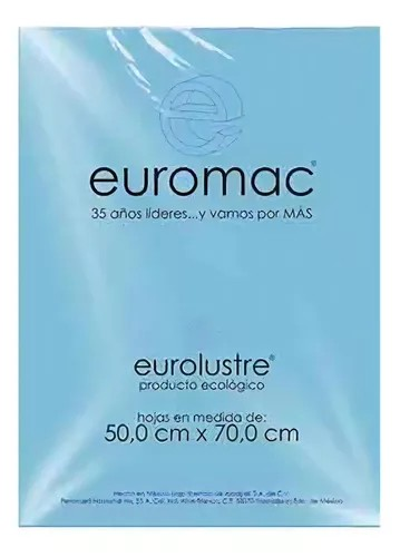 Papel Lustre Euromac Azul Pastel 50cmx70cm 24h