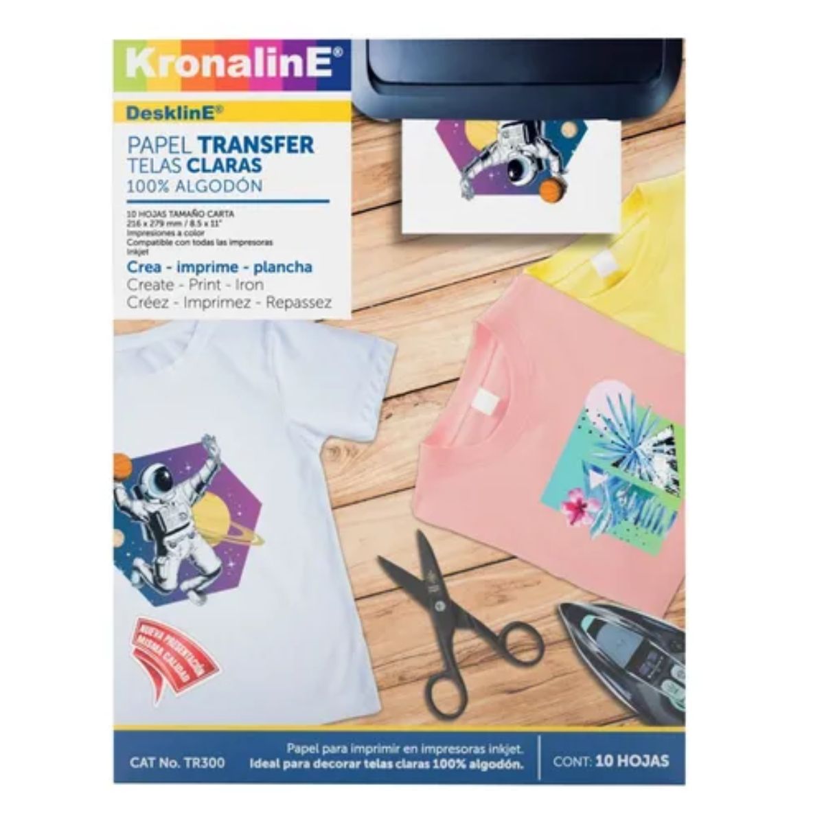 Papel Transfer Kronaline Tela Clara 10 Hojas Tr300 Diseño Arte