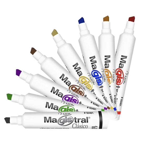 Marcadores Azor para Pizarrón Blanco Magistral Clasico 6mm 12 Piezas Elige Color