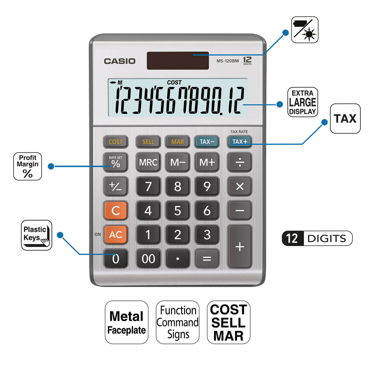 Calculadora De Escritorio Casio 12 Digitos Ms-120bm