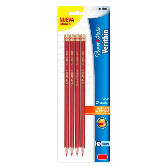 Lápiz color rojo Paper Mate Verithin 4 piezas - MarchanteMX
