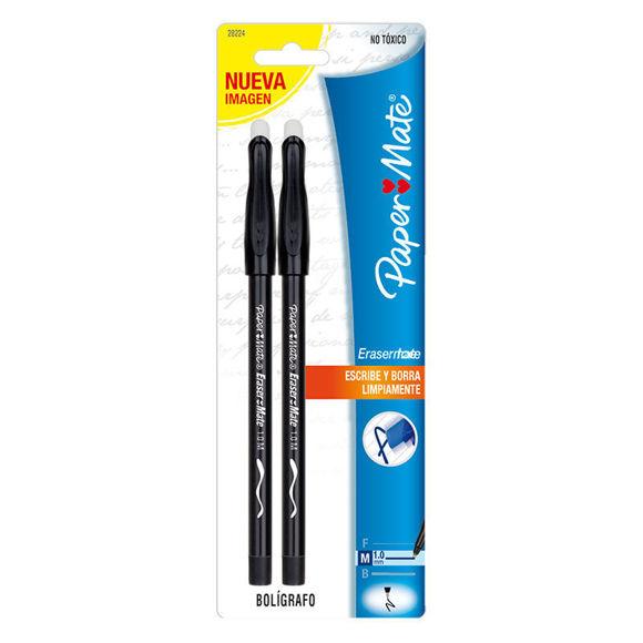 Bolígrafo Paper Mate Eraser Tinta Negra 2 piezas - MarchanteMX