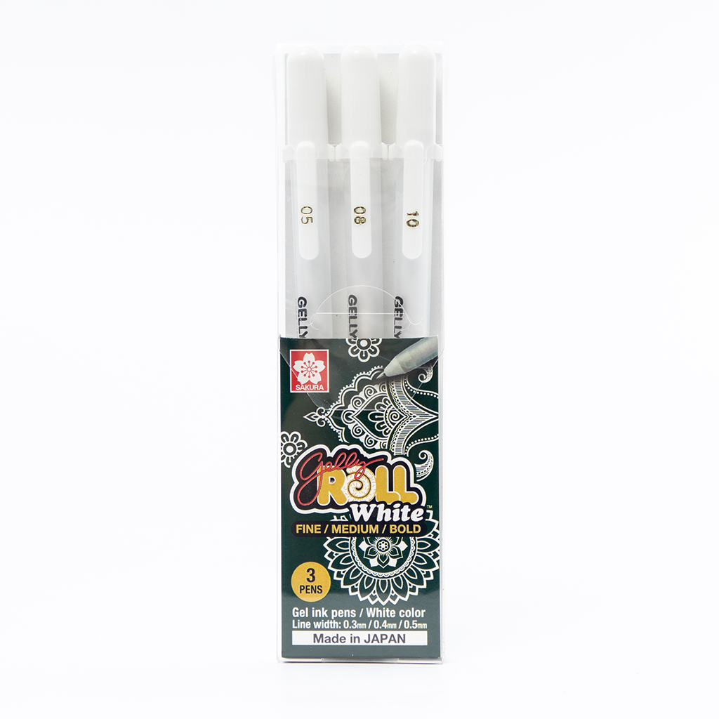 GELLY ROLL -Set con 3 plumas de gel blancas clásicas