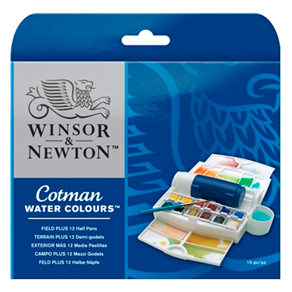 COTMAN - ESTUCHE DE ACUARELA CON 12 1/2 PASTILLAS + PINCEL “FIELD PLUS”