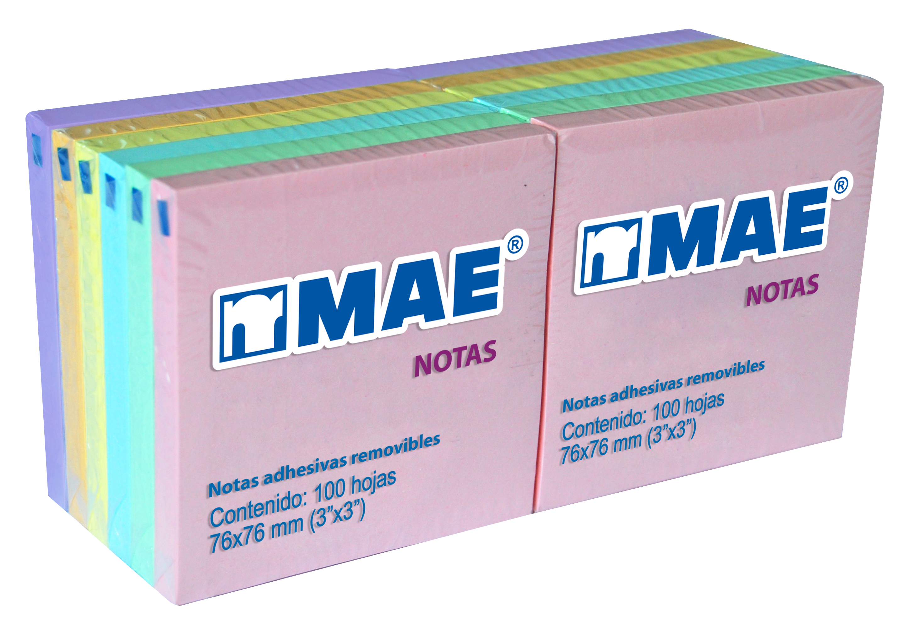 Block de notas adhesivas Mae 3x3 pastel con 12 blocs