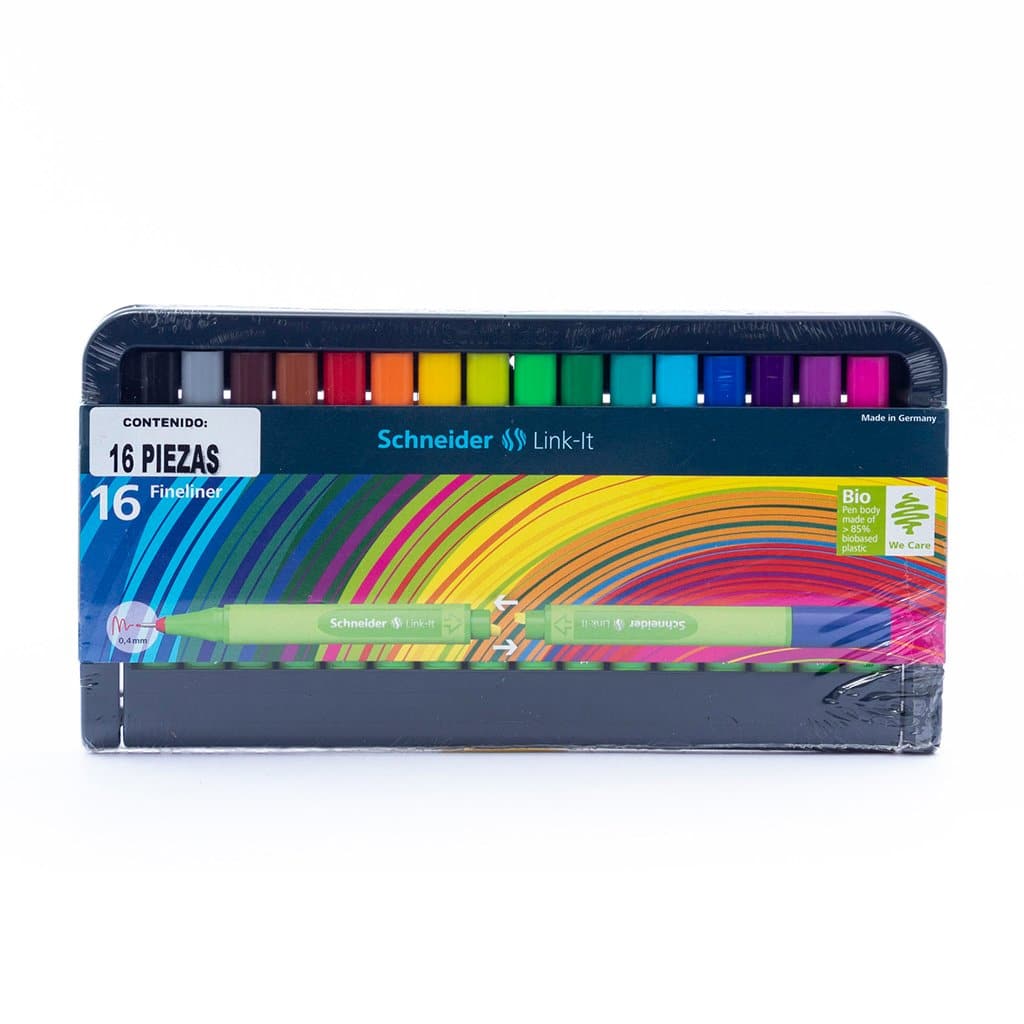 SCHNEIDER - ESTUCHE CON 16 ESTILÓGRAFOS FINELINER LINK-IT 0.4