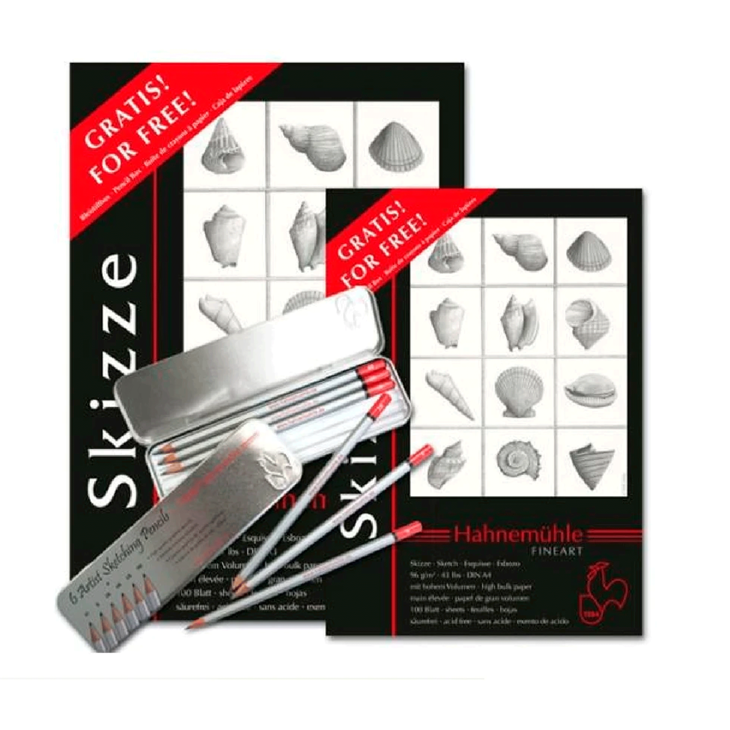 HAHNEMÜHLE - 2 Blocks + 1 caja de lápices skizze