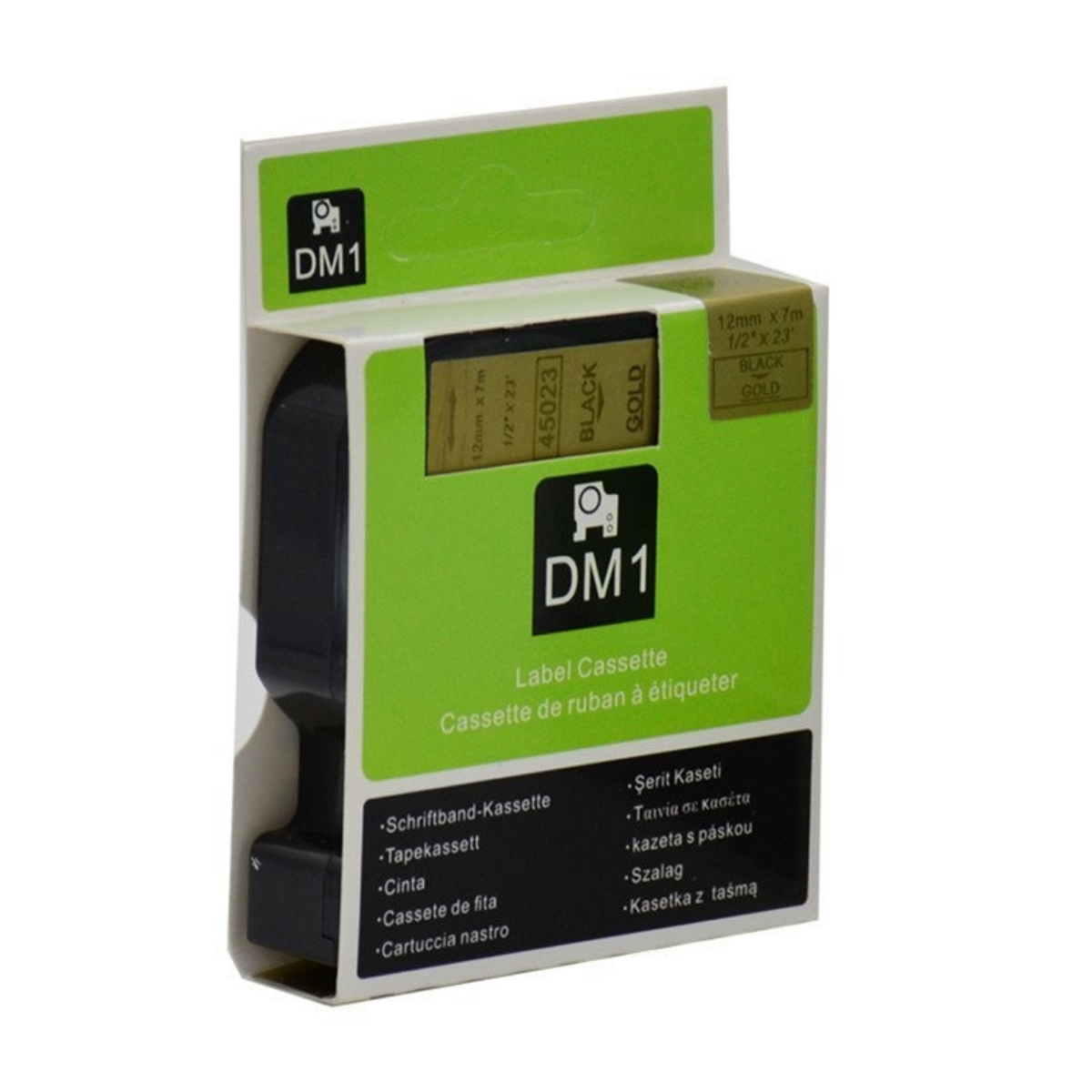 Cinta Rotuladora Dorada en Tinta Negro 12mm x 7m 45023 - MarchanteMX