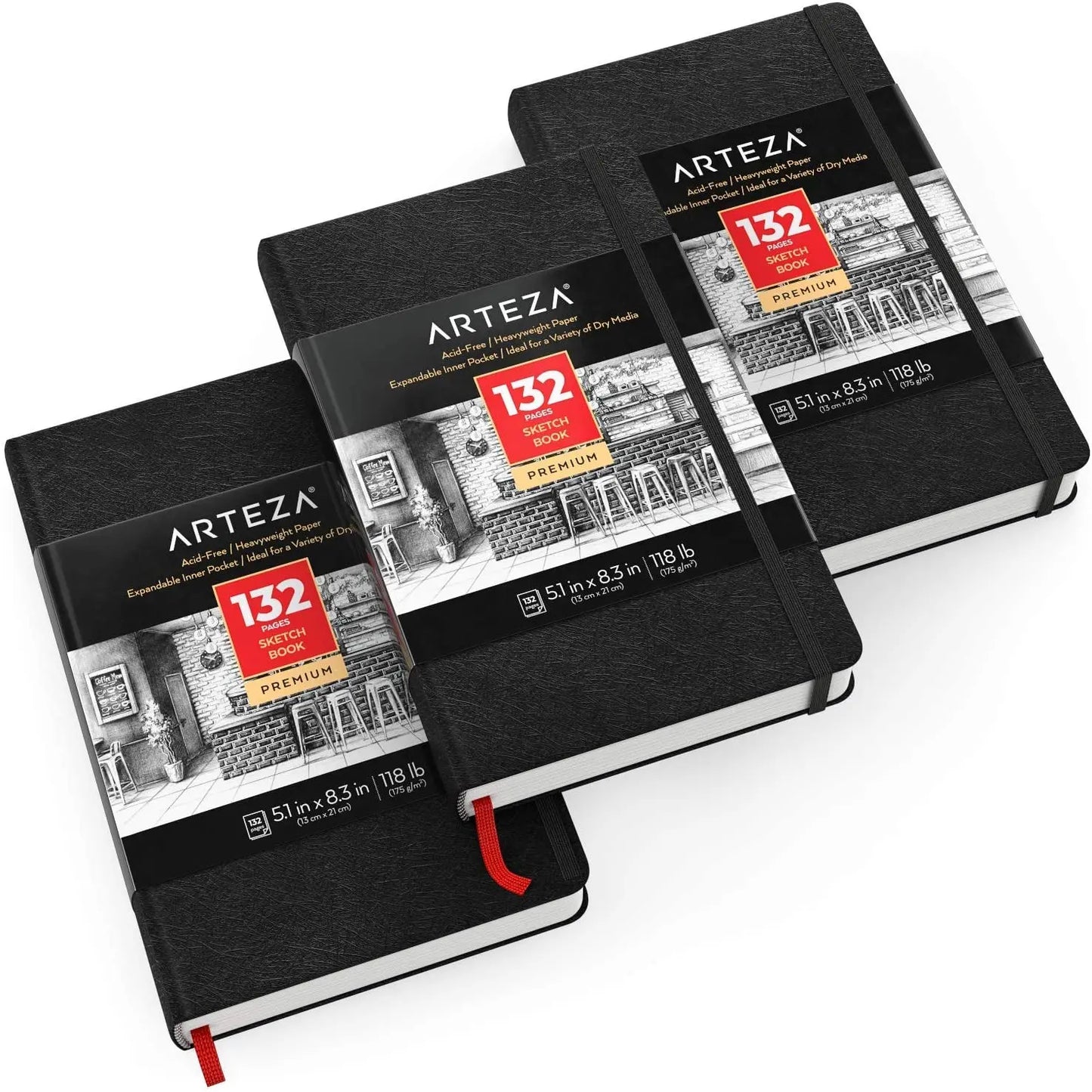 Set 3 Sketchbook Cuaderno Dibujo 132 Hojas Gris 14x21 Arteza Arteza