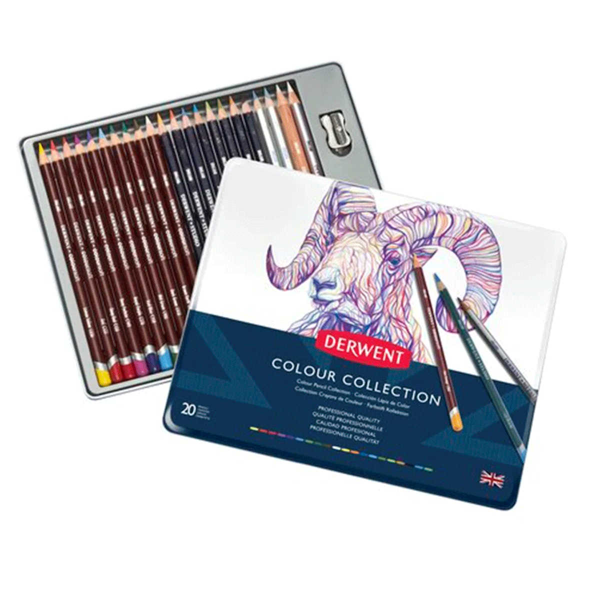 Derwent - Caja metálica con selección de colores artist + studio