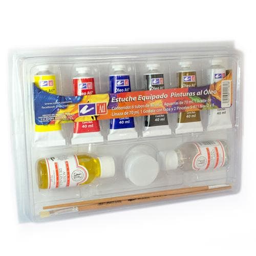 ATL - Estuche M3 con 6 pinturas al  óleo de 40 ml + 2 medios +  accesorios