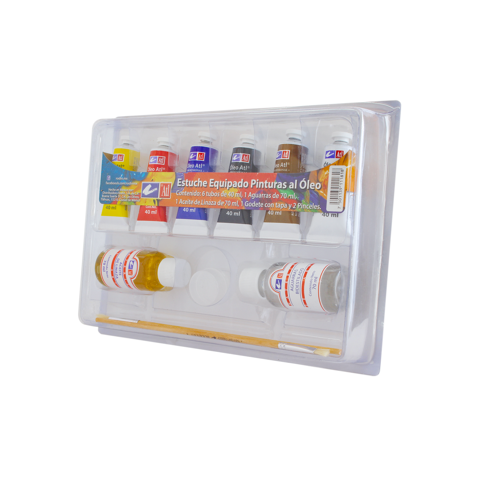 ATL - Estuche M3 con 6 pinturas al óleo de 40 ml + 2 medios + accesorios