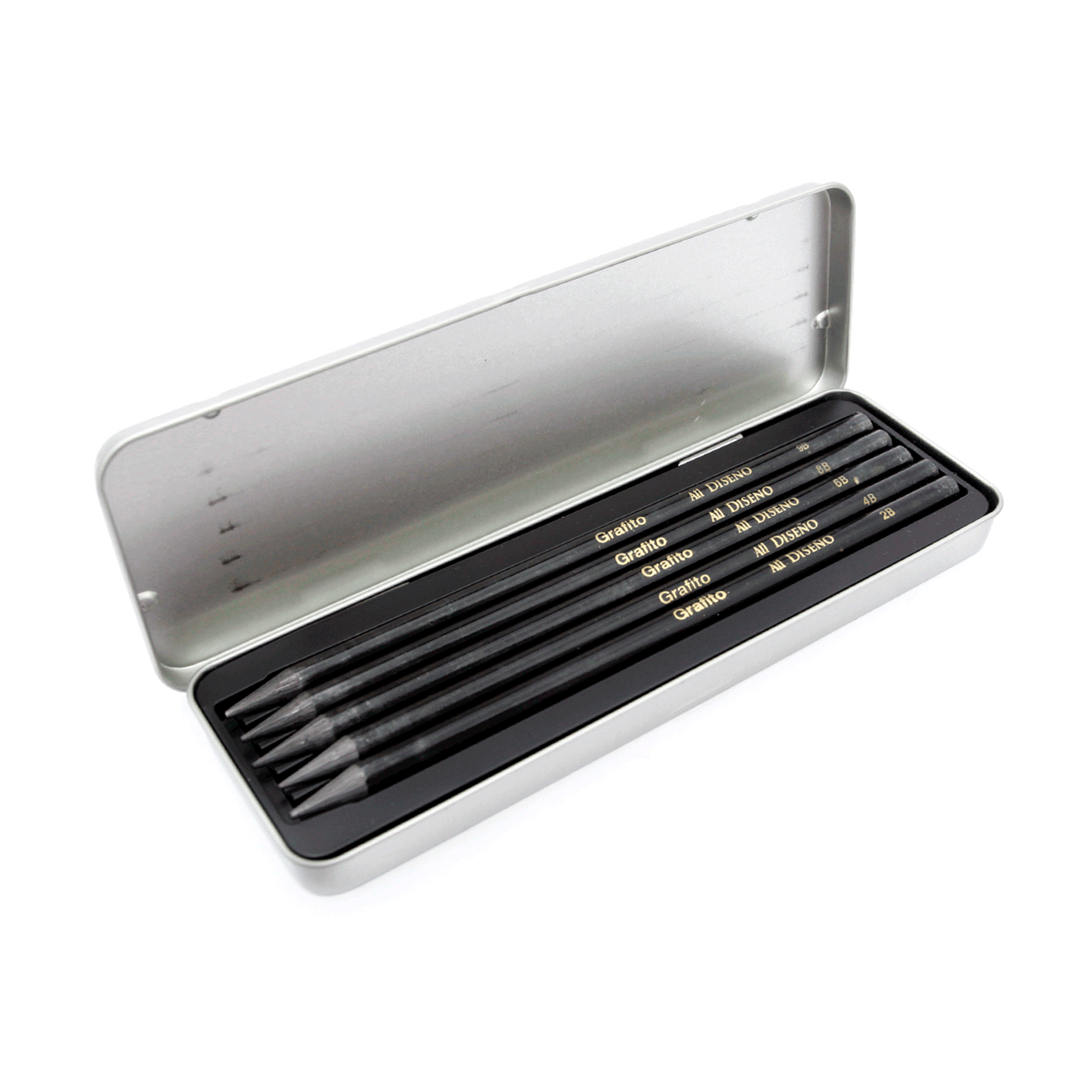 ATL - Estuche metálico con 5 lápices graduados sin madera