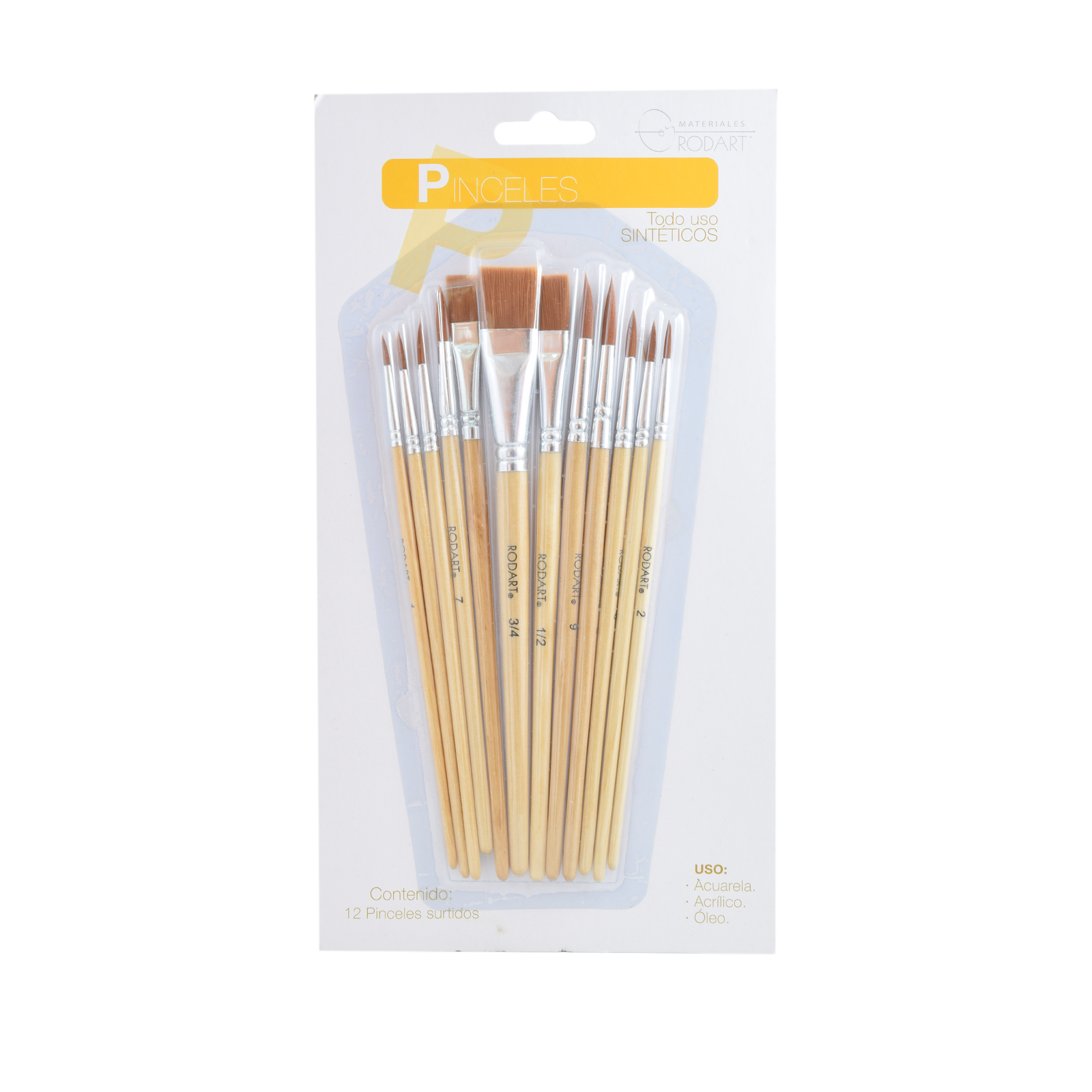 RODART - Juego de pincel con 12 piezas surtido sintético dorado