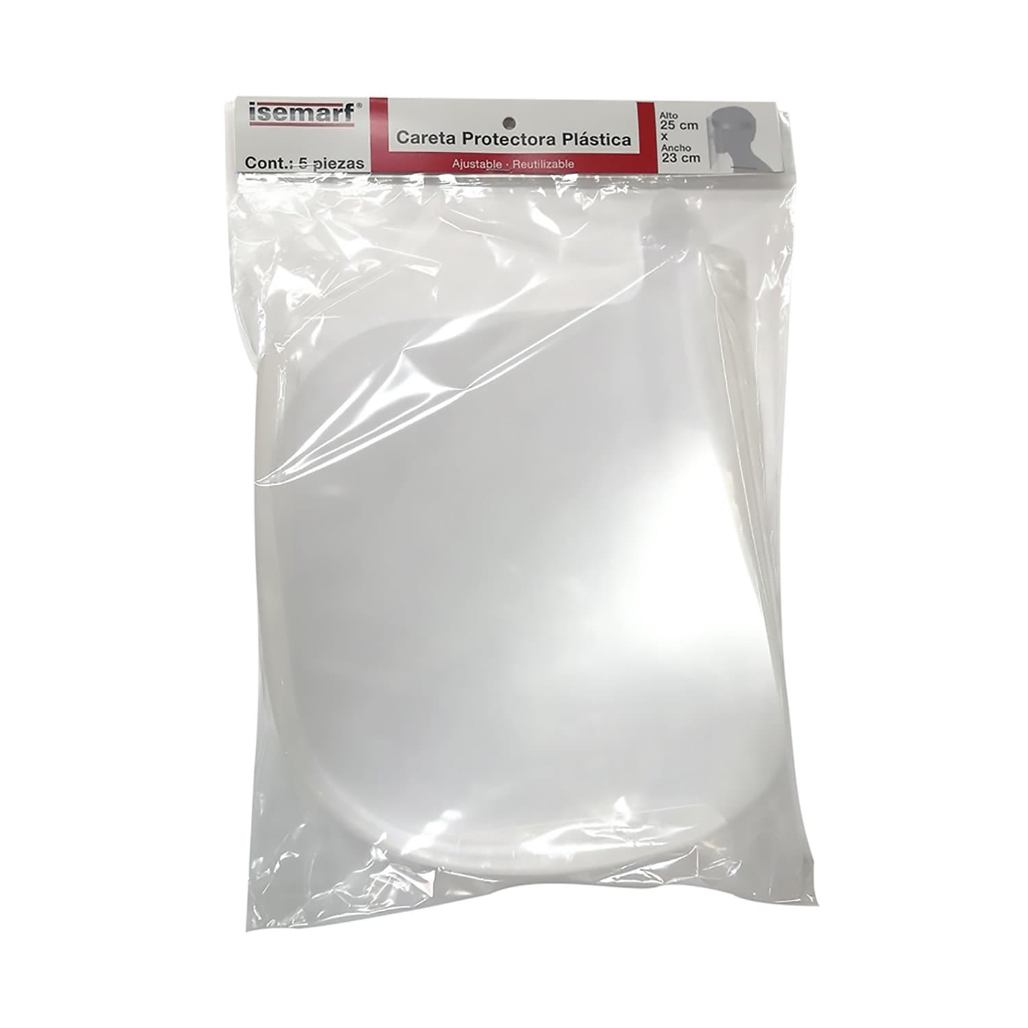 ISEMARF - Bolsa con 5 caretas protectoras plásticas