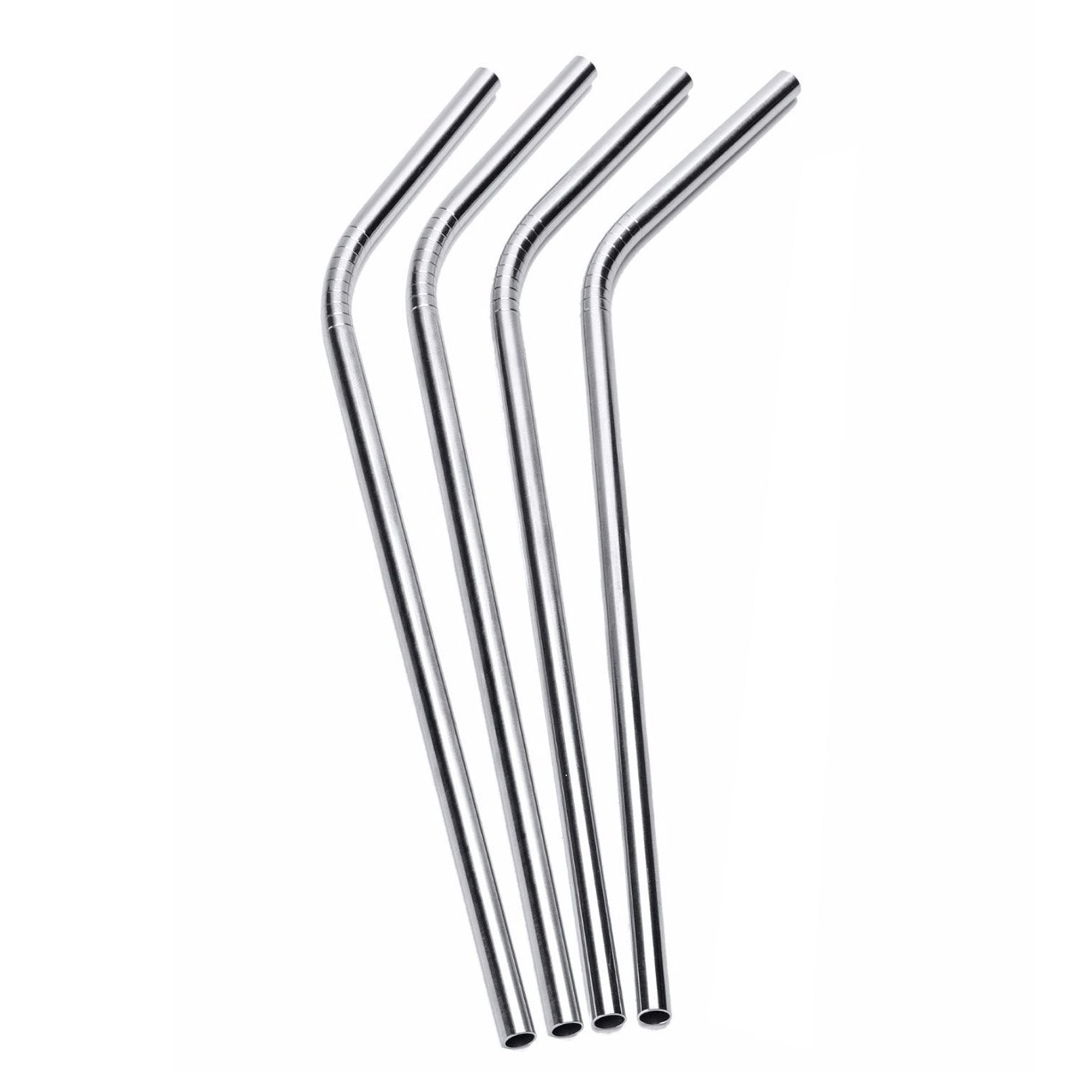 Set de 4 Popotes Reusables de Acero Inoxidable Curvos Ergonómico DRINKLAB - MarchanteMX