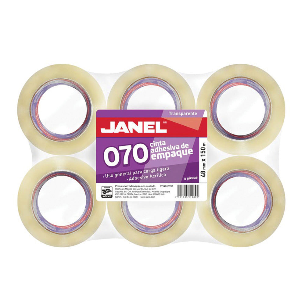 Cinta de empaque Janel 48x150 paquete con 6 piezas - MarchanteMX