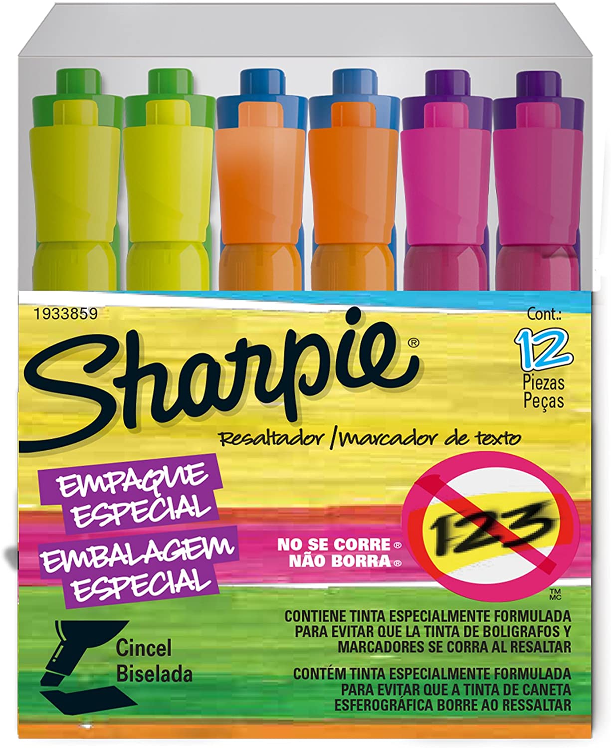 Resaltador Sharpie Tank colores surtidos 12 piezas 1933859 - MarchanteMX