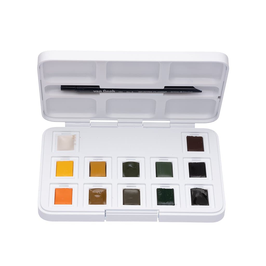 Van Gogh - Set acuarela 12 pastillas tonos naturales + pincel