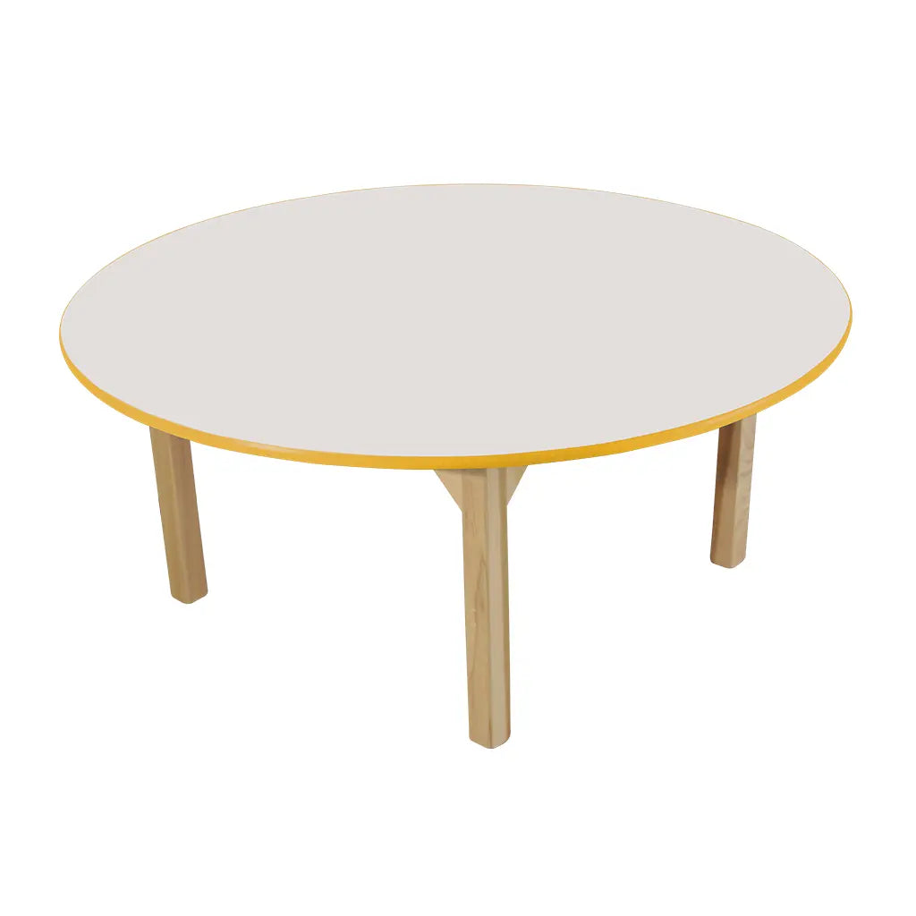 MESA REDONDA Blanco_filo_amarillo - Diako