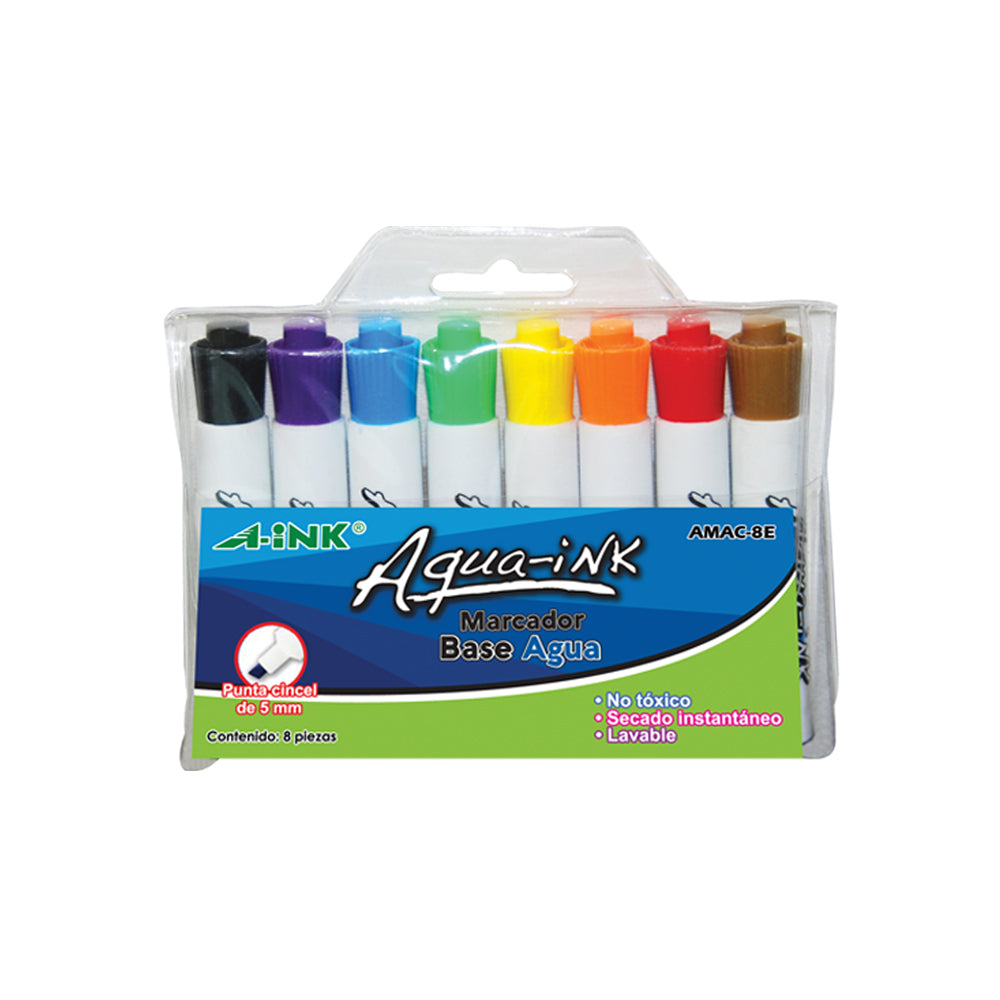 Marcador aqua-ink estuche con 8 piezas