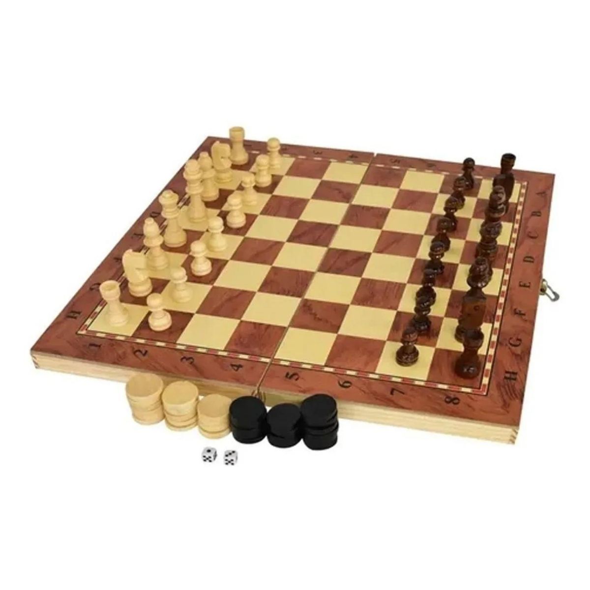 3 En 1 Juego Mesa Ajedrez Damas Backgammon Diako Didáctico