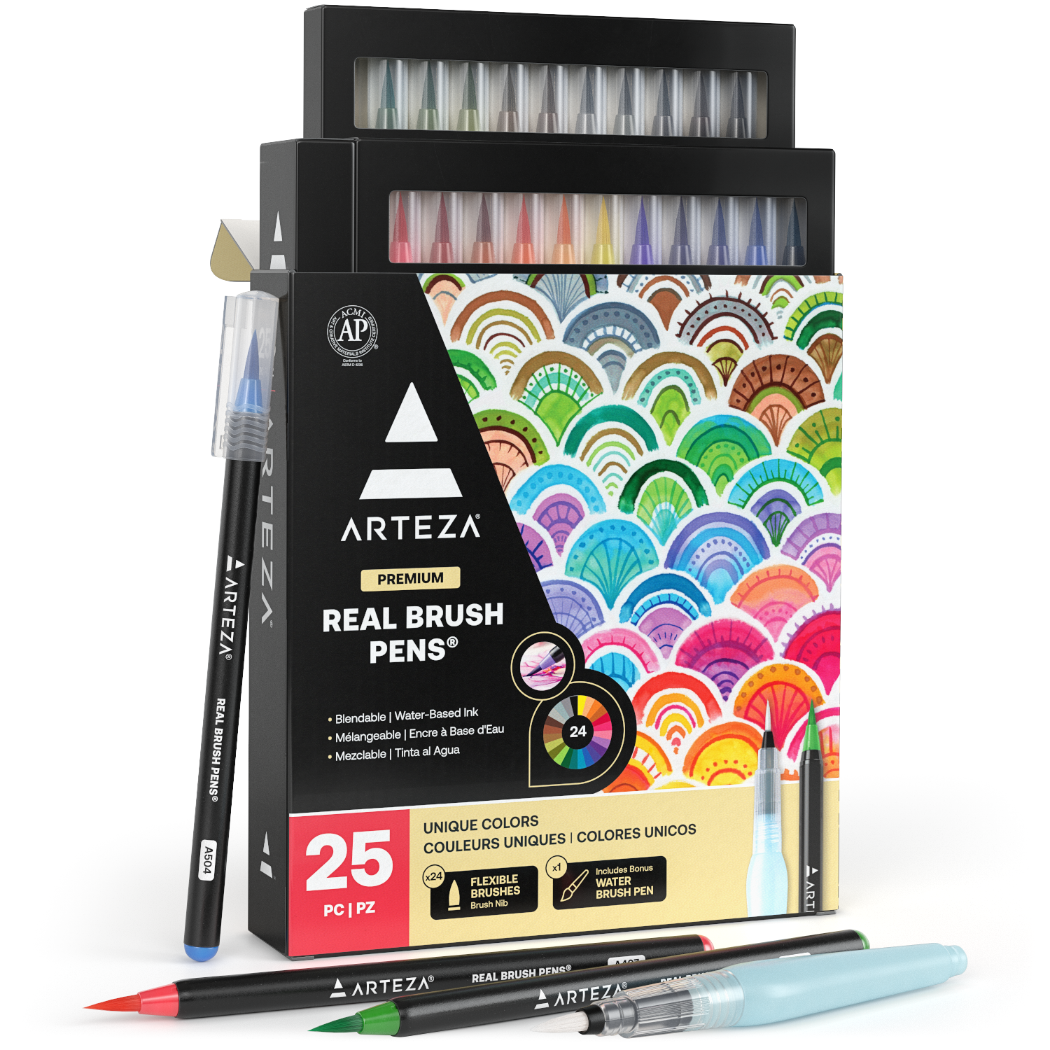 Set 24 Brush Pen Plumón Marcador Punta Pincel Premium Arteza