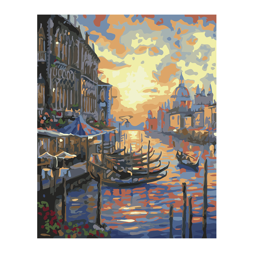 PINTA POR NUMERO 40X50 ATARDECER EN VENECIA